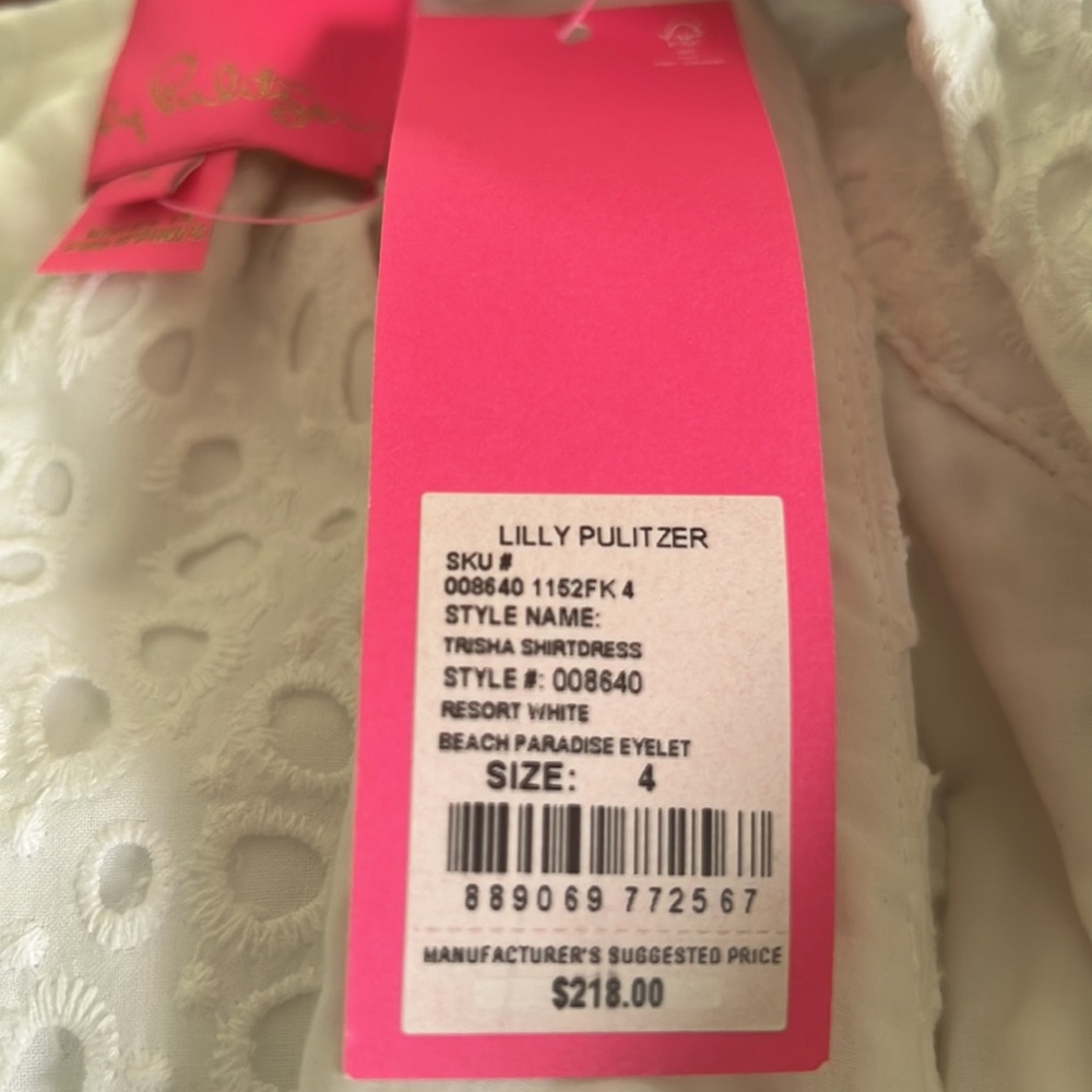 NWT! Lilly Pulitzer Resort White Beach Paradise Eyelet Trisha Shirtdress Size 4 - Picture 5 of 5